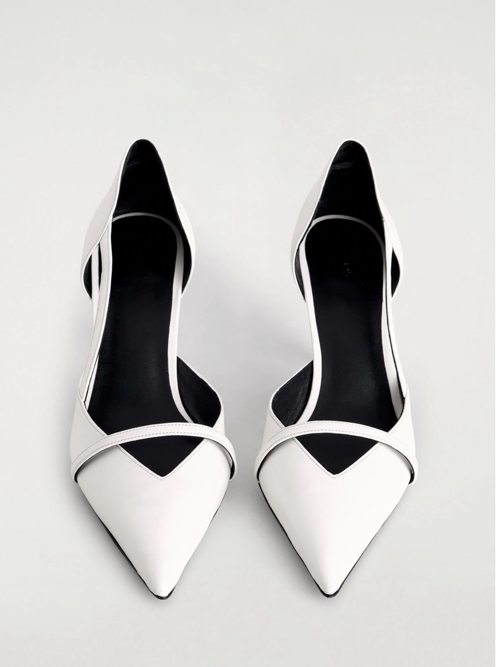 COS White Pointed Leather Strap Detail Pumps